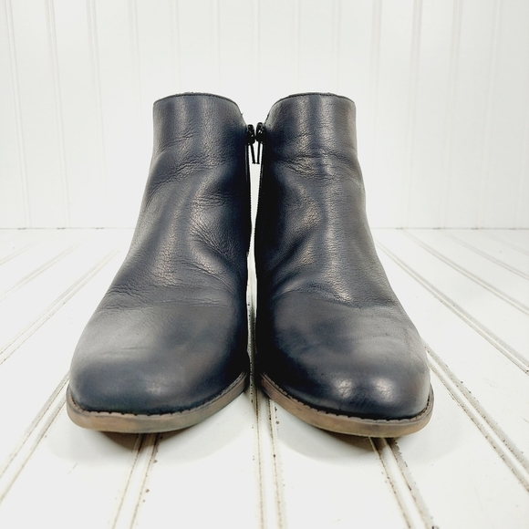 Crown Vintage Beatrix Black Leather Slip On Block Heel Ankle Boots D937 - Picture 3 of 12